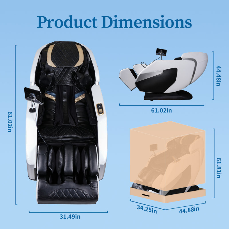 Fauteuil de massage 4D Zero Gravity - SL Track, étirement thaïlandais, balayage du corps, Bluetooth, 12 modes de massage