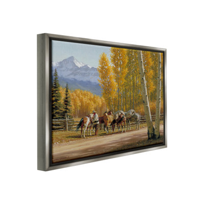 «Horses With Fall Foliage Floater Frame» par Jimmy Dyer sur
