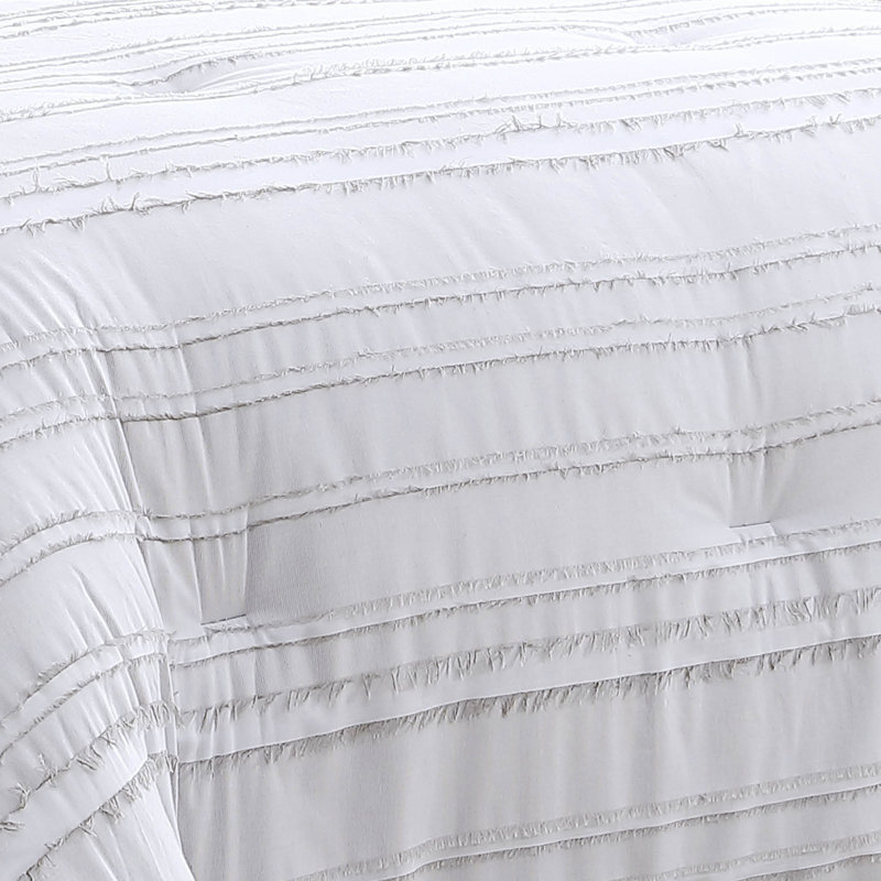 Boston White Cotton King Comforter Set with Decorative Pillows