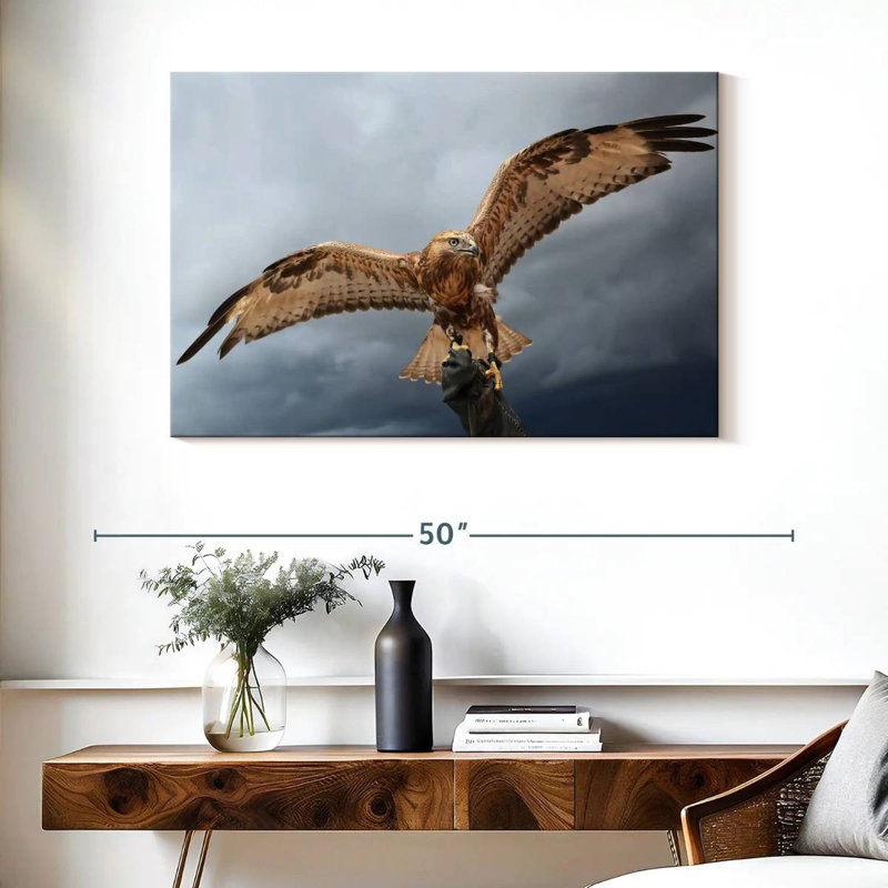 Brampt Falcon On Gauntlet, 26" H x 39" W