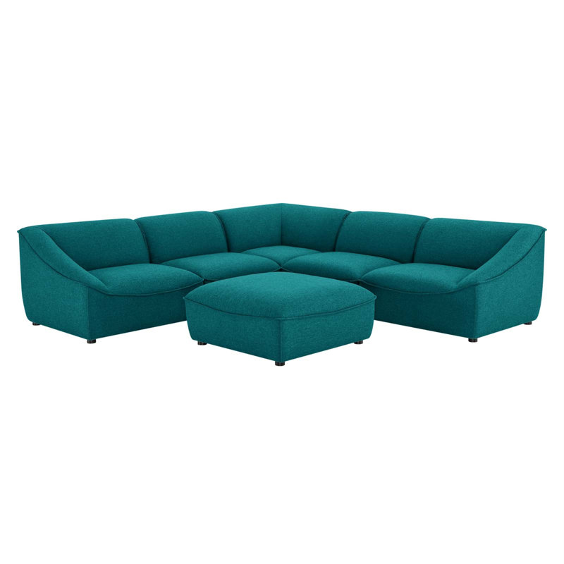 Comprise 6-Piece Sectional Sofa, Teal Plainweave