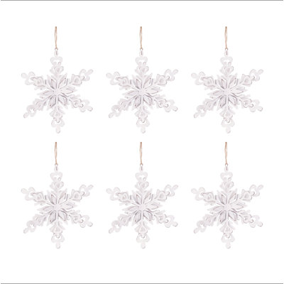 Cintre de 6,3 x 1,8 x 6,7 po en forme de flocon de neige, boules de Noël suspendues décoratives pour décorations de fêtes, ensemble de 6