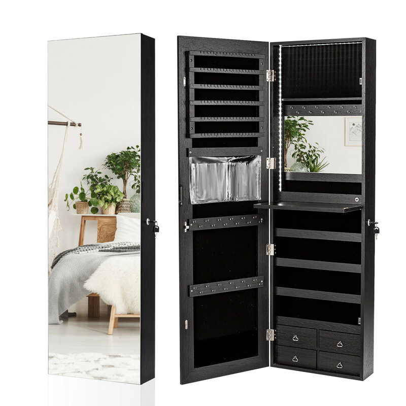 Armoire à bijoux avec miroir, Noir