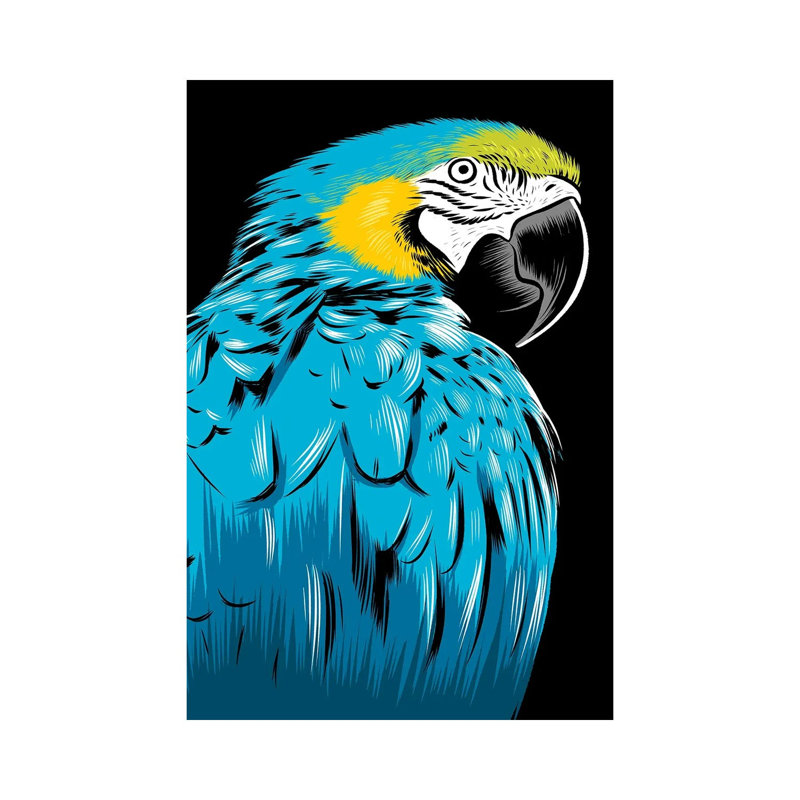 Blue Parrot 1 Piece Wrapped Canvas Wall Art, 45.72cm H x 30.48cm W x 1.905cm W