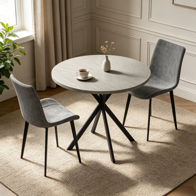 31.5 Inch Round Dining Table Set，3-Piece Small Kitchen Table and Chairs for 2，Space-Saving