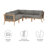 Modway Clearwater Outdoor Patio Teak Wood 5-Piece Sectional Sofa-16855908