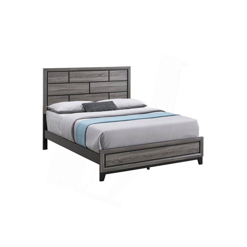 Lit Glasgow (matelas non inclus), Gris, Grand lit