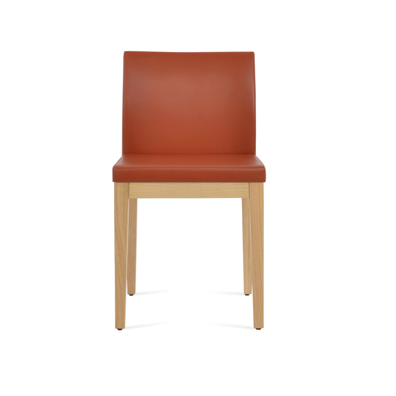 Aria Wood Dining Chair, Natural, Brick PPM Faux Leather