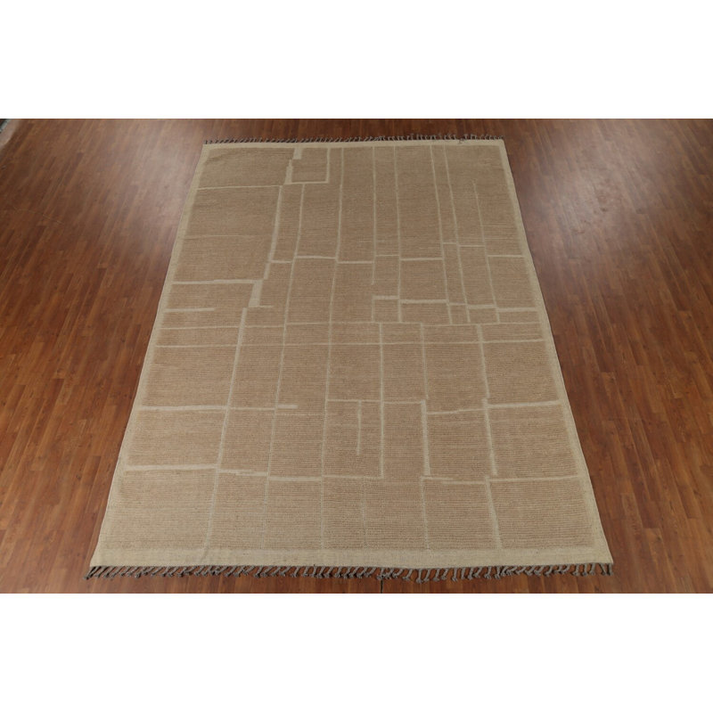 Tapis marocain tout en laine à motif abstrait 9 x 12