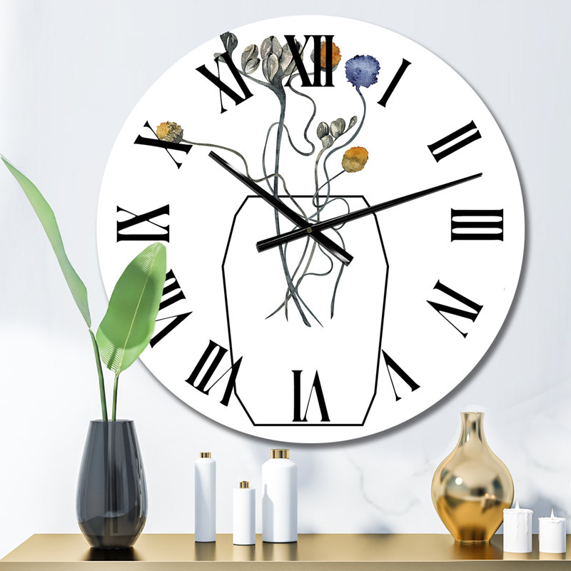 Composition avec bouquet floral minimaliste VI - Horloge murale décontractée, Petit