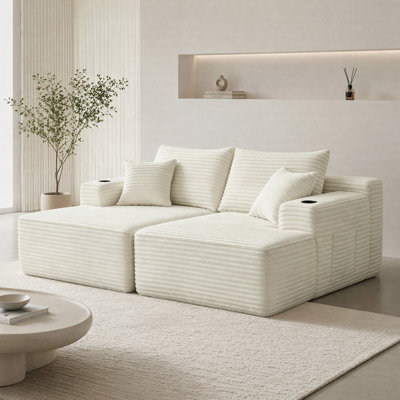 75" Plush Upholstered Cloud Sectional Sofa with Double Chaise Lounge, Deep Seat 2-Seater Couch for Living Room