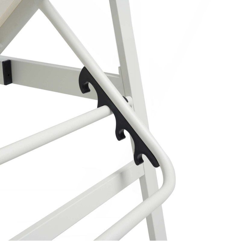 Ensemble de 2 chaises longues de patio avec cadre en aluminium et accoudoirs en filet réglables, White, 2