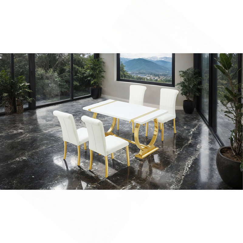 Mobilier de salle à manger 2 pièces, Doré