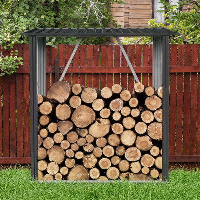 3Ft X 5Ft Outdoor Meta Firewood Rack ,Open Wood Shed  For Firewood, Pellet, Or Lumber Storage