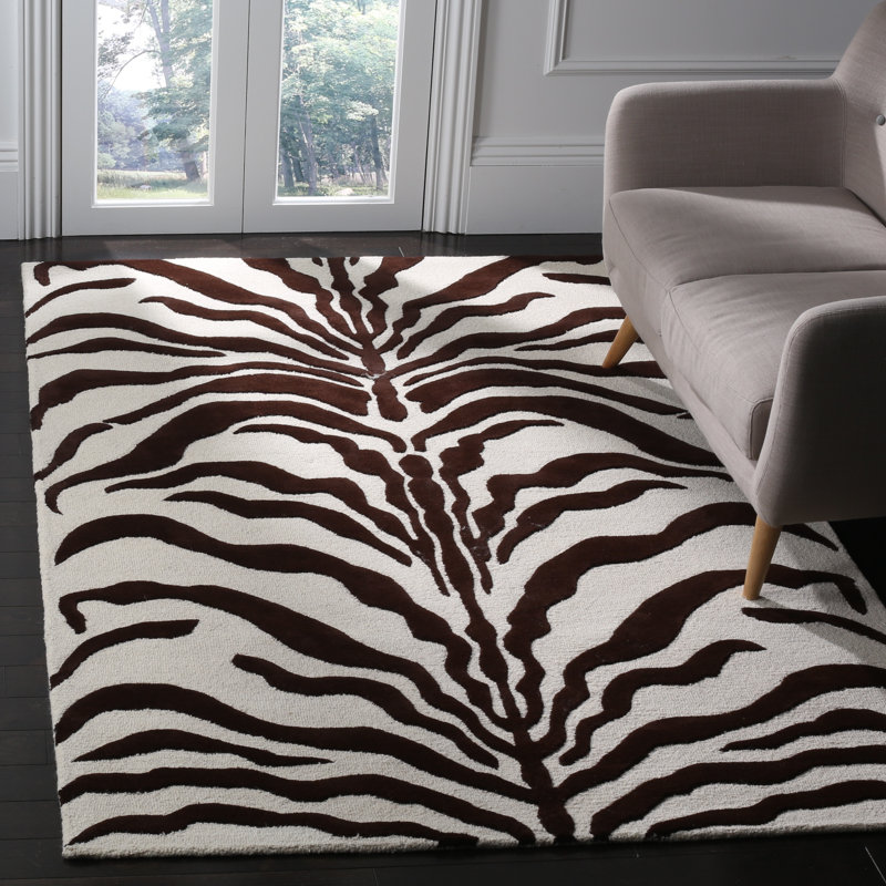 Schell Animal Print Wool Hand Woven Area Rug, Rectangle 122 x 183cm