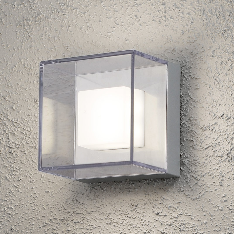 Gus Silver Integrated LED Outdoor Sconce, 14 cm H x 14 cm W x 11 cm D