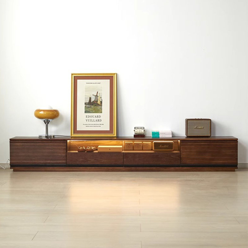 Meuble télé en bois de noyer massif, H 13,78 po x L 62,99 po x l 11,81 po
