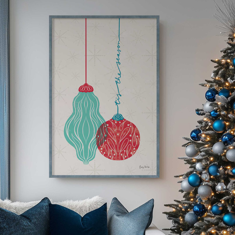 16 po x 12 po Elegant Holiday Ornaments III, Cadre opaque blanc, H 17 po x l 13 po x P 1,25 po