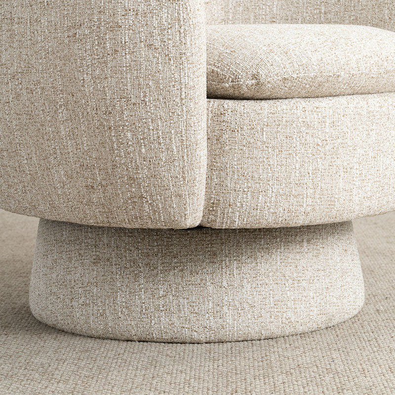 31" Wide Upholstered Tweed Swivel Barrel Accent ArmChair - 360° Rotation (2-Pack), Set of 2, Oatmeal