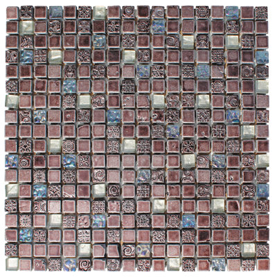 Carreau de mosaïque pour mur et plancher en verre / pierre naturelle 0,63 po x 0,63 po