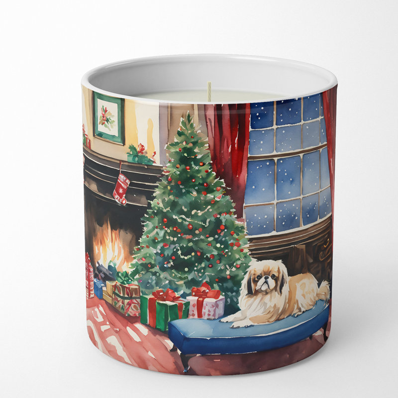 Bougie de Noël parfumée avec support en céramique