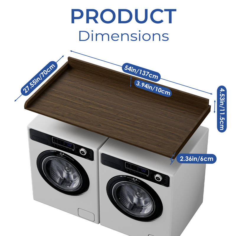 Coolbebe Washer Dryer Countertop,  Laundry Countertop Over Wooden Washer And Dryer For The Top With Non-Slip Pads, Laundry Hamper Counter Storage Organization 54"W X 27.5"D