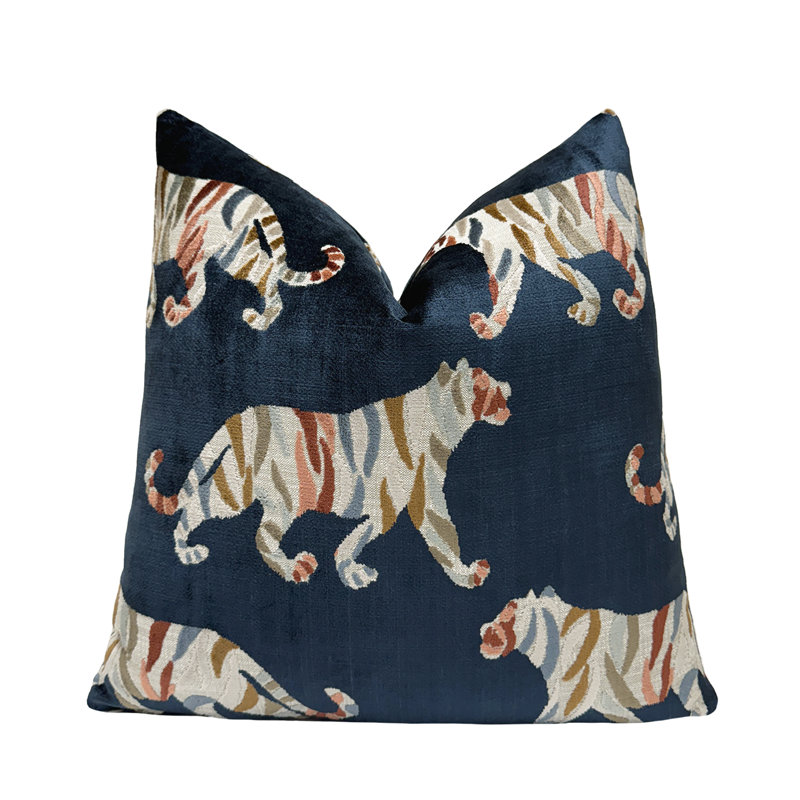 Housse de coussin Tiger, Carré 20 po, Bleu