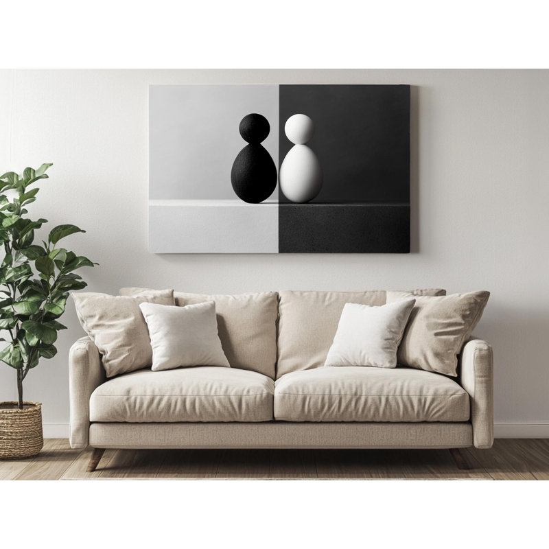Reproduction sur toile de haute qualité de sculptures minimalistes noires et blanches - Art mural - Art élégant - Cadeau - décoration murale, reproduction de peinture