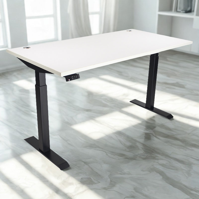 Skyscraper Electric Height Adjustable Standing Desk, Dual Motor and Digital Control with Memory, 60x30, White Top with Black Frame
