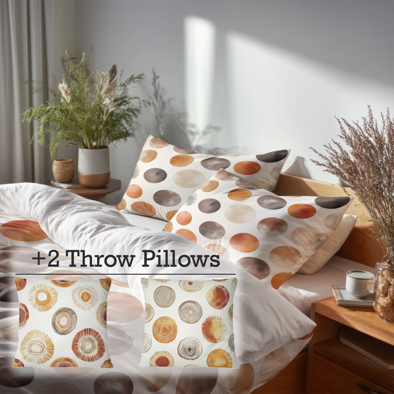 Ensemble de literie à motif géométrique 5 pièces - Housse de couette et coussin décoratif Yelorange