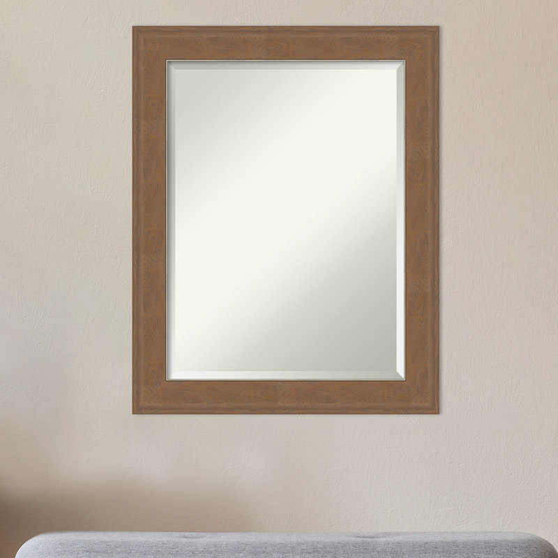 Ariele Flat Wall Mirror, Distressed Brown, 28.62" x 22.62"