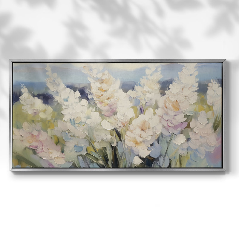 Botanical Series-CCVI- Toile tendue avec châssis tendue - Prêt à accrocher, Argent argent, H 21 po x l 41 po