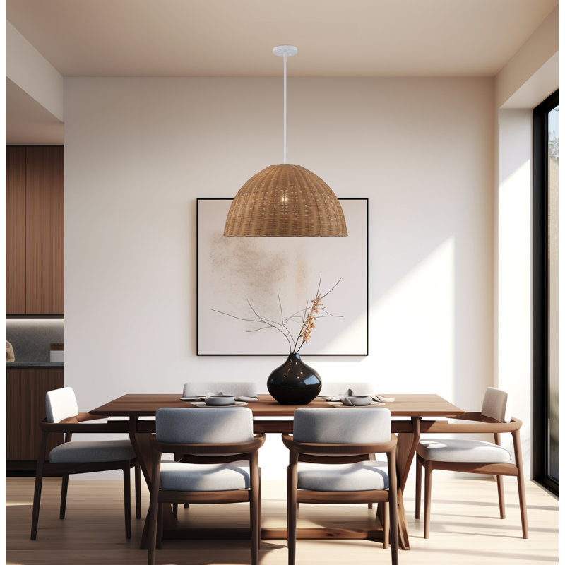 Luminaire suspendu tissé 1 lumière Pippa, H 49,8 po x l 24,49 po x P 24,49 po