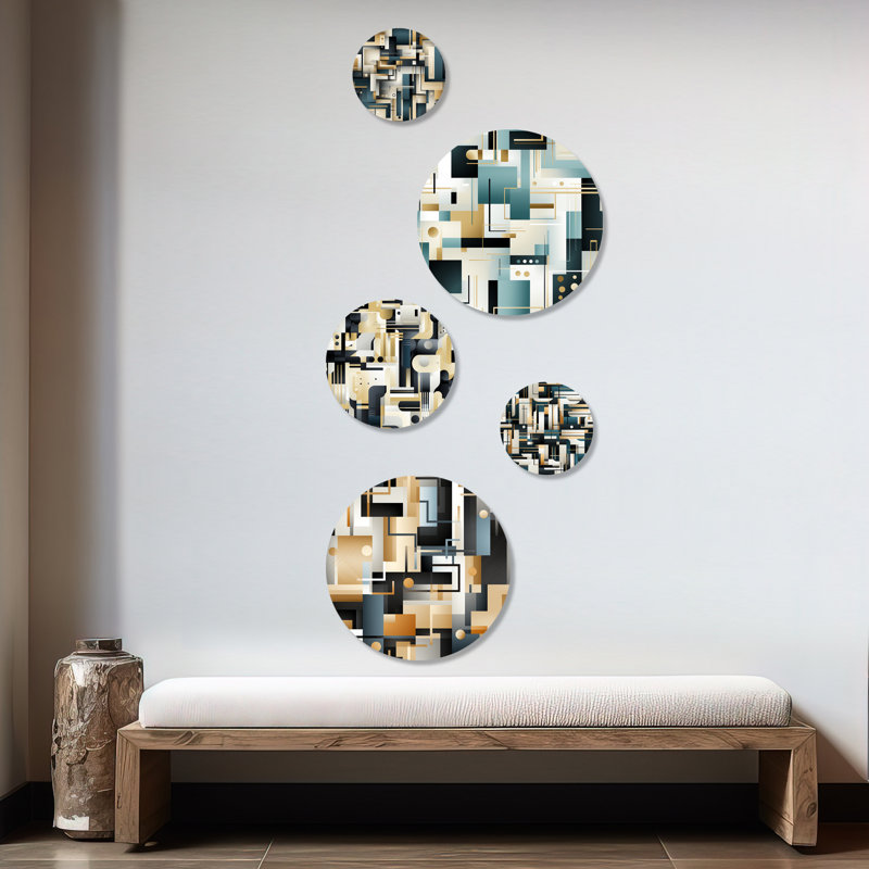 Corvyn - ensemble d'art mural géométrique moderne rond de 5
