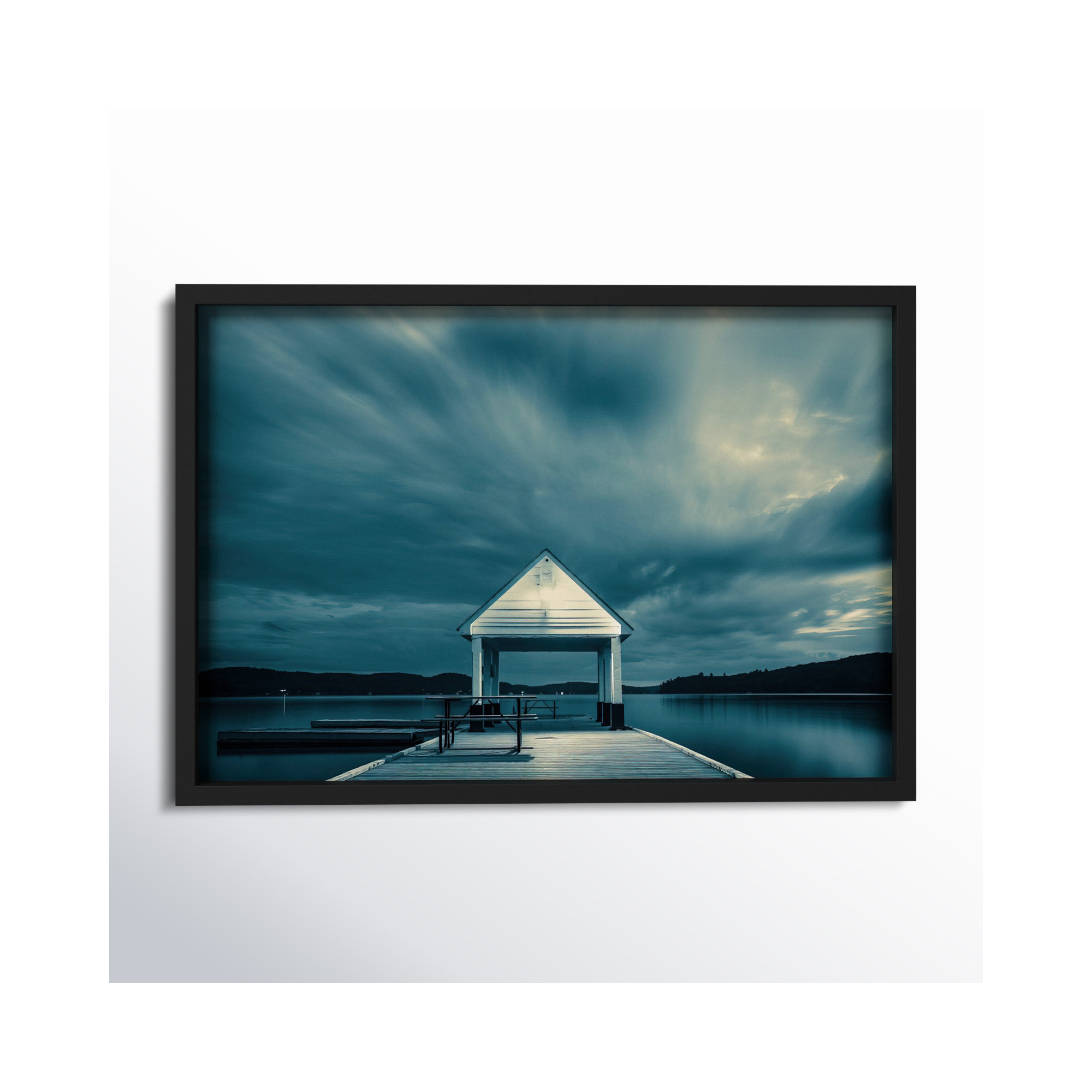 Rosseau Dock by Peter Dušek, 14" H x 20" W x 1.25" D, Black