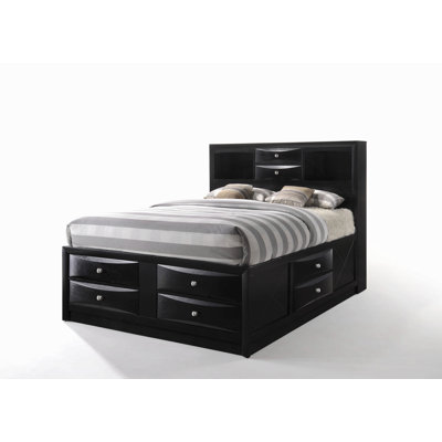 Ireland Black Finish Queen Bed W/Storage