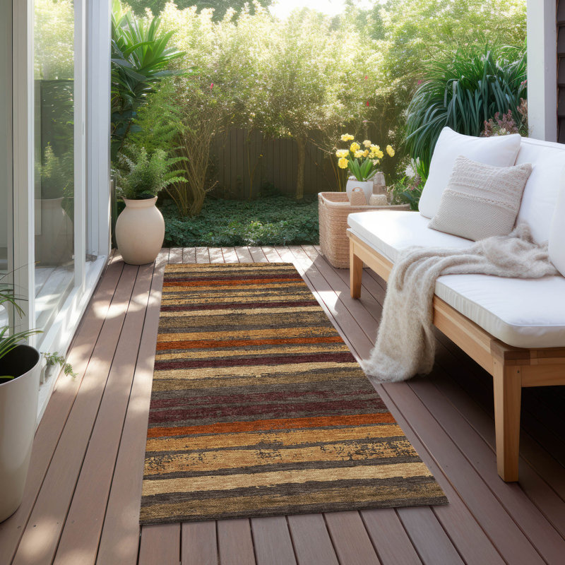 Machine Washable Indoor/Outdoor Chayden ACN1019 Chocolate Rug, Runner 2'3" x 7'6"