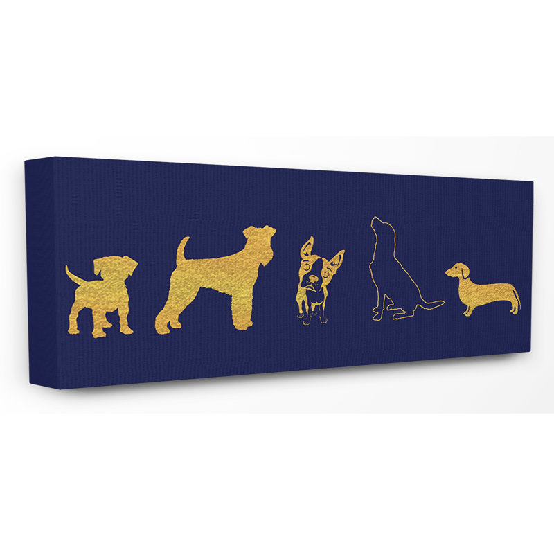 « dog silhouette », art encadré, H 10 po x l 24 po, Toile