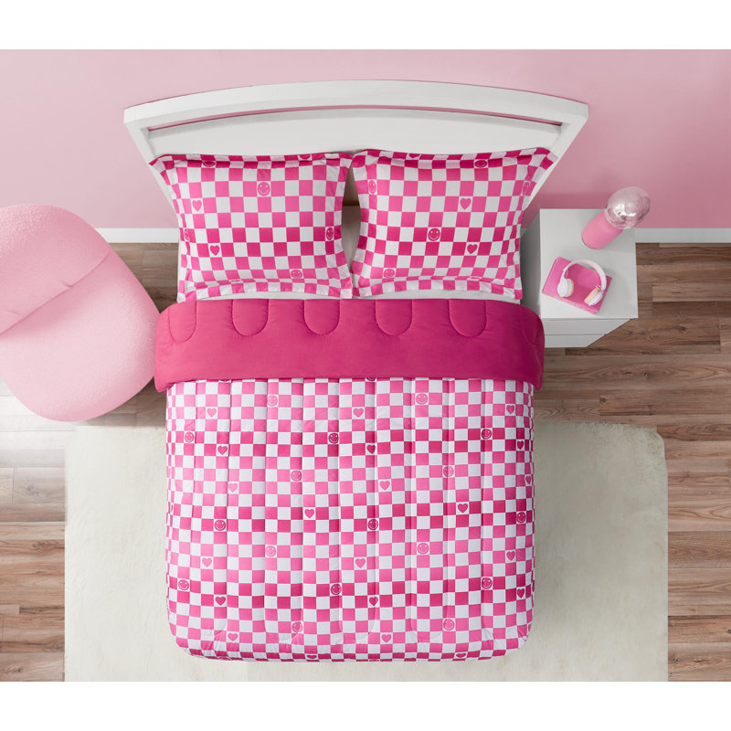 Ensemble d'édredon en microfibre rose pâle ALEX + BELLA, Édredon double + 2 taies décoratives standards