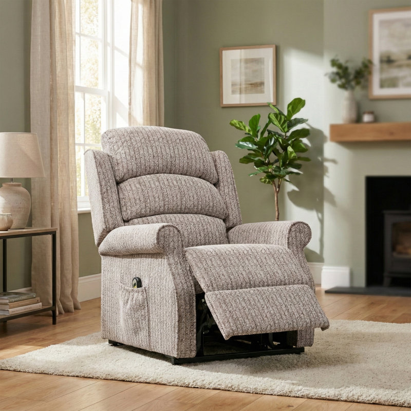 Lainey 79Cm Wide Electric Lift Assist Recliner, Beige Polyester Blend