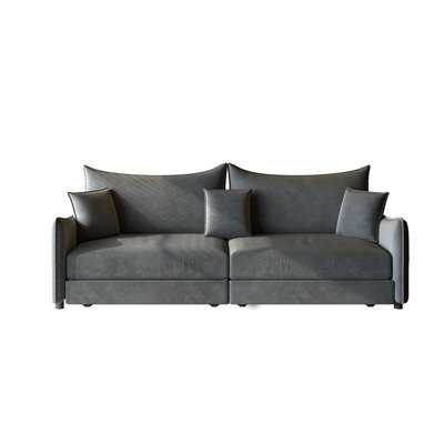 81.9 Inch King Pull Out Sofa Bed,3-in-1 Convertible Sofa Bed with 3 Pillows & Golden Accent Detail Design, Modern Velvet 3-Seater Couch,for Small Space,Living Room