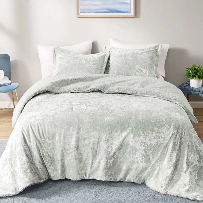 Édredon double / grand gris avec velours écrasé et pour lit doux