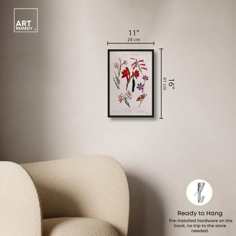 Art Remedy, impressions sur toile, sept plantes, Cadre flottant noir, H 16 po x l 11 po