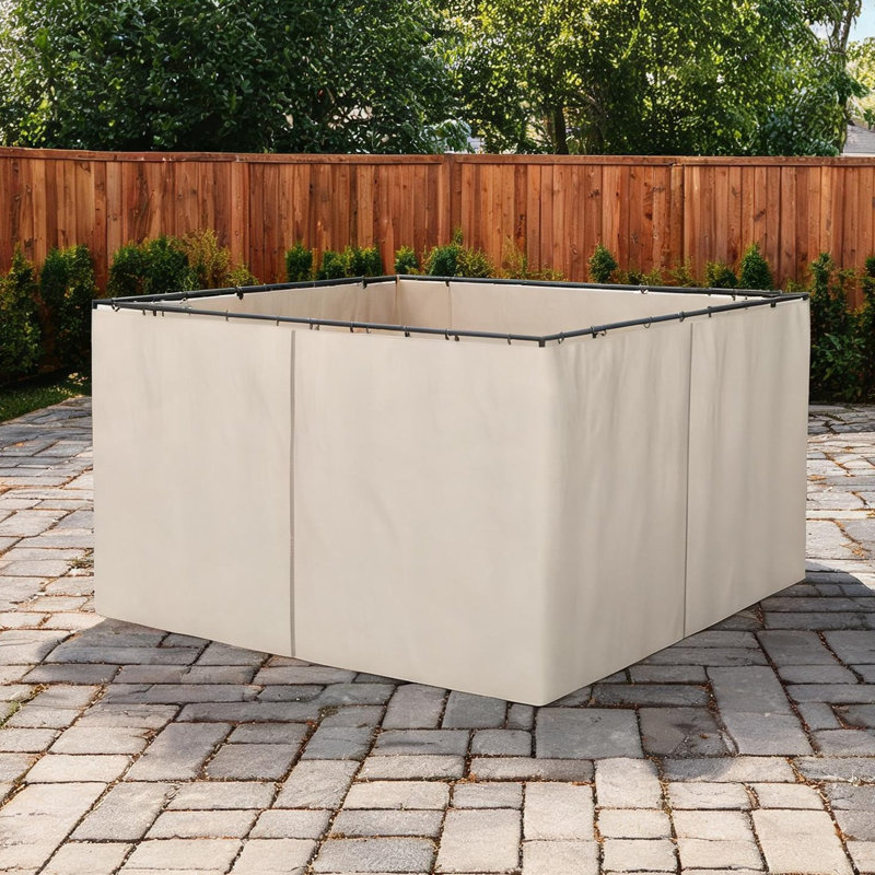 Pavillon de jardin combinant espace extérieur et entrée à fermeture à glissière avec cadre en métal et ensemble de parois latérales en polyester neutre beige 9,84 pi x 9,84 pi