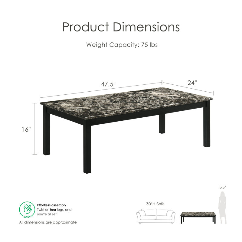 Ensemble de tables basses 3 pièces Brudan, Noir / blanc