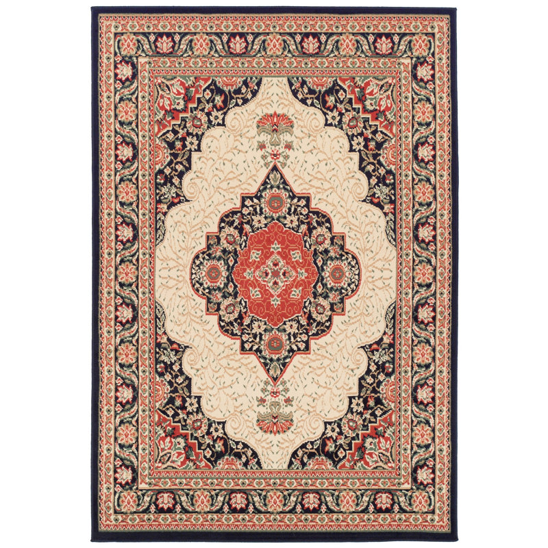 Tapis intérieur/extérieur rouge/beige Kulas, Rectangle 8 pi x 10 pi