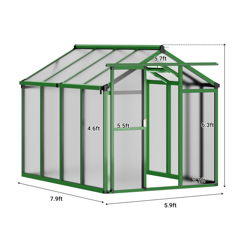 Serre en polycarbonate durable de 6 x 8 pi pour l'extérieur
