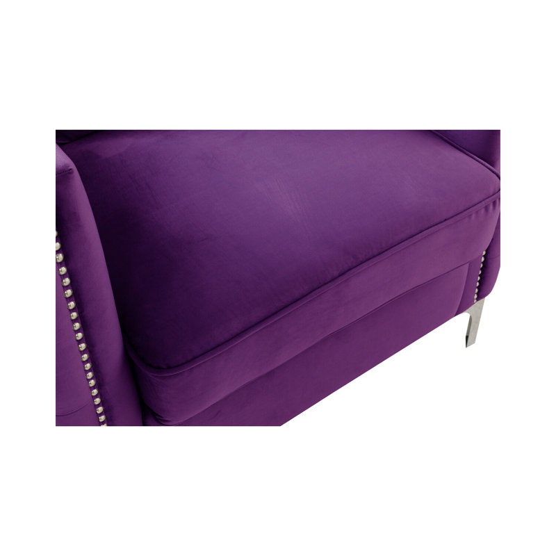 Inbox Zero Neo-Classical Nostalgia Velvet Loveseat With 2 Pillows
