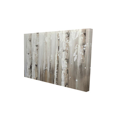 White Birches on Gray Background - Trees Livingroom Canvas Decor