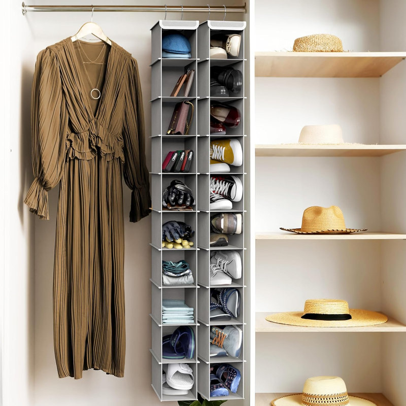 Ensemble de 2 organisateurs suspendus 10 tablettes, gris